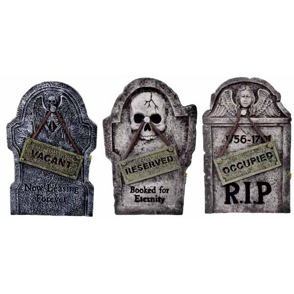 22-Inch Light-Up Humorous Halloween Tombstone, Assorted Designs