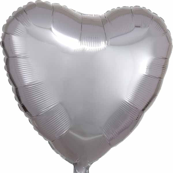 18 Inch Metallic Silver Heart Foil Balloon