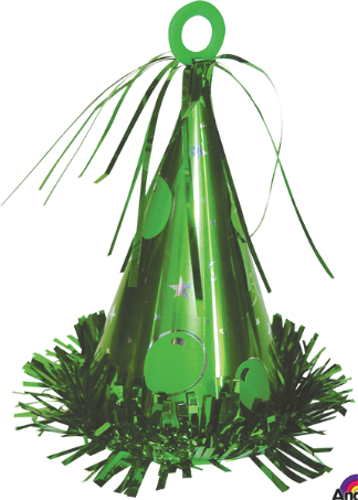 Green Party Hat Balloon Weight, 170 g (6 oz)