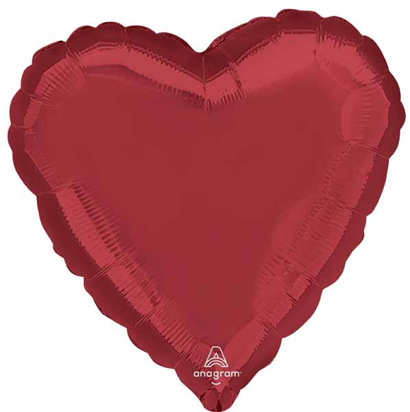 18-Inch Burgundy Heart Foil Balloon