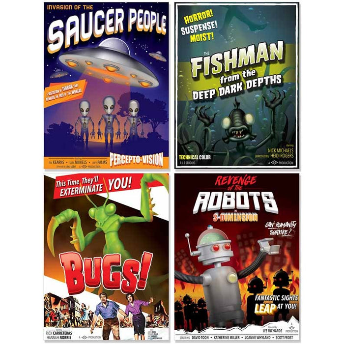 1950s B-Movie Drive-In Poster Cutouts, 4-Pack