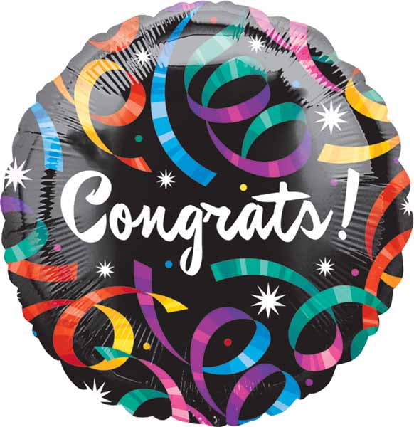 Congrats Streamers 18-Inch Foil Balloon