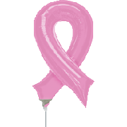 14-Inch Pink Ribbon Air-Fill Foil Balloon