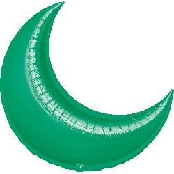 Green Crescent Foil Balloon, 35 in