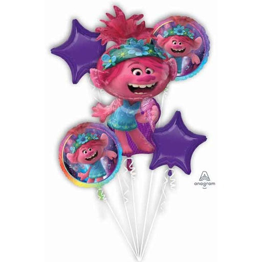 Trolls World Tour Poppy Foil Balloon Bouquet, 5 Pieces