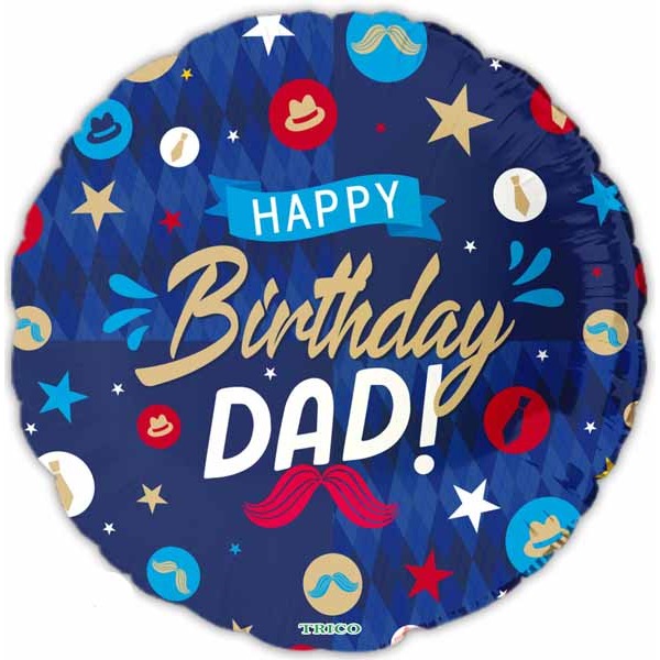 Happy Birthday Dad 18-Inch Foil Balloon