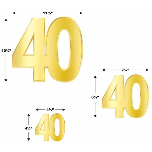 Gold Foil 40th Number Cutouts, 6 Pack