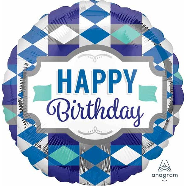 Happy Birthday Tie Pattern 18" Round Foil Balloon
