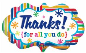 Striped Thanks Marquee 27 Inch Foil Balloon