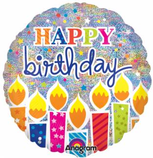 Shimmer Birthday Candles 18-Inch Round Foil Balloon