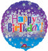 HBD BRIGHT STARS 18" RND HOLO S55 FLAT