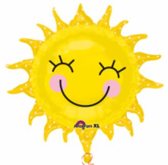 Smiling Sunshine Sun Foil Balloon, 29 Inch