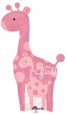 42-Inch It's a Girl Safari Giraffe Foil Balloon