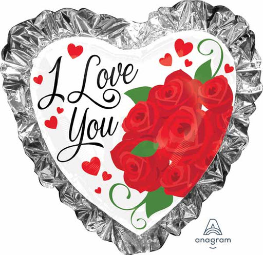 28-Inch Love You Ruffle Heart Foil Balloon