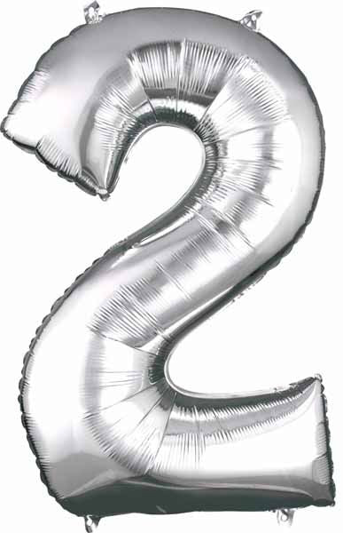 34-Inch Silver Number 2 Foil Balloon