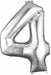 34-Inch Silver Number 4 Foil Balloon