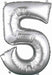 34 Inch Silver Number 5 Foil Balloon