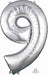 34-Inch Silver Number 9 Foil Balloon