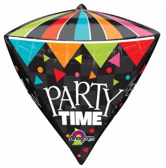 Party Time Happy Birthday Diamondz Foil Balloon, 17 Inch