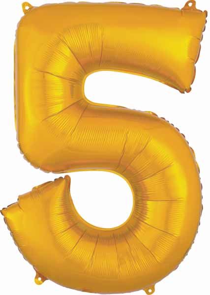 Anagram 34-Inch Gold Number 5 Foil Balloon