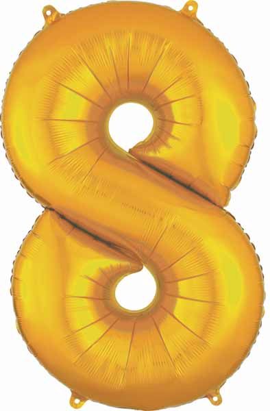 34-Inch Gold Number 8 Foil Balloon
