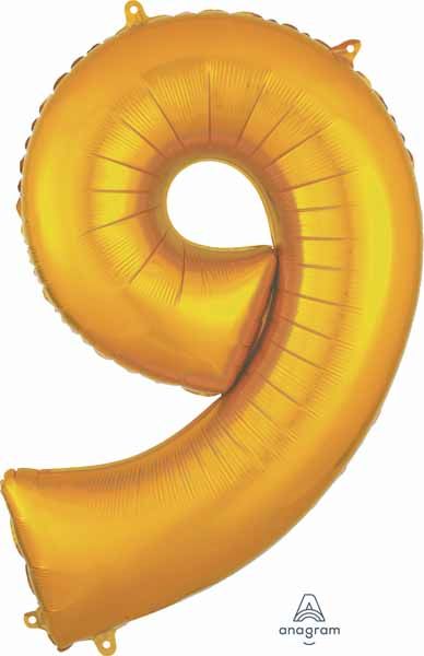 34-Inch Gold Number 9 Foil Balloon