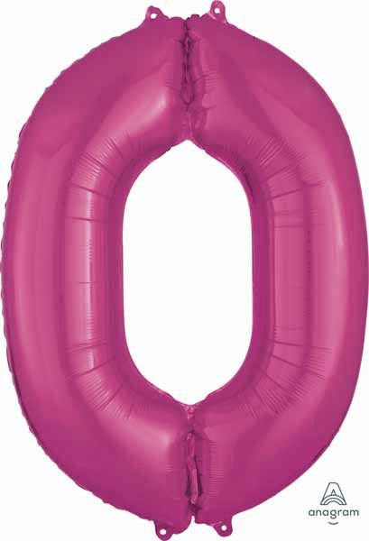 Pink Number 0 Foil Balloon, 34 Inch