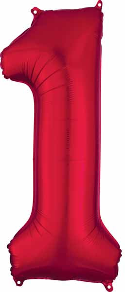 34 Inch Red Number 1 Foil Balloon