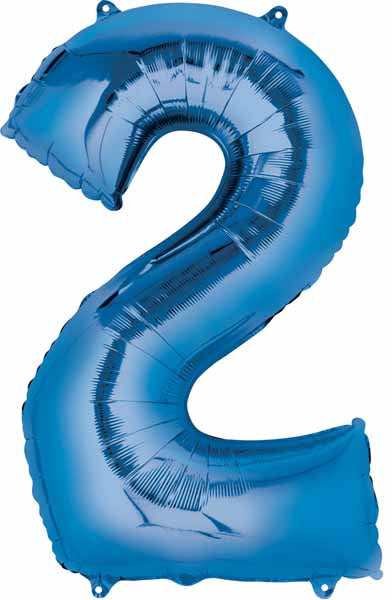34 Inch Royal Blue Number 2 Foil Balloon