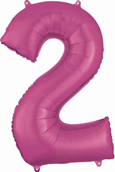 34 Inch Pink Number 2 Foil Balloon