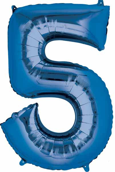 34 Inch Royal Blue Number 5 Foil Balloon