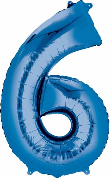 Anagram Blue Number 6 Foil Balloon, 34 Inch