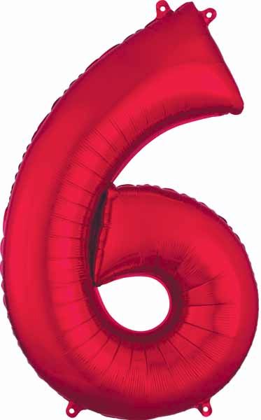Anagram 34 Inch Red Number 6 Balloon