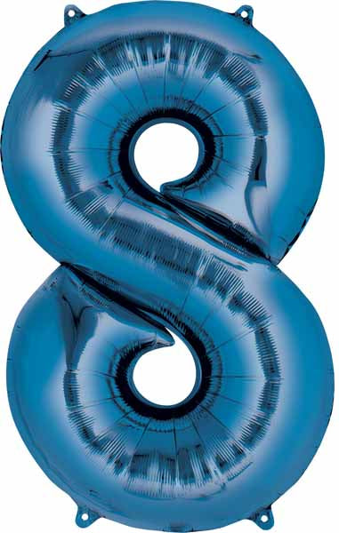 34-Inch Blue Number 8 Foil Balloon