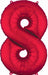 Red Number 8 Foil Balloon, 34 Inch