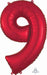 Red Number 9 Foil Balloon, 34 in