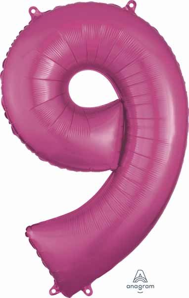 34-Inch Pink Number 9 Foil Balloon
