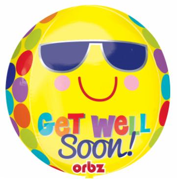 Bright Sunny Get Well Soon 16-Inch Orbz Foil Balloon