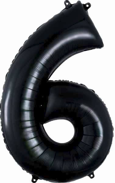34-Inch Black Number 6 Foil Balloon
