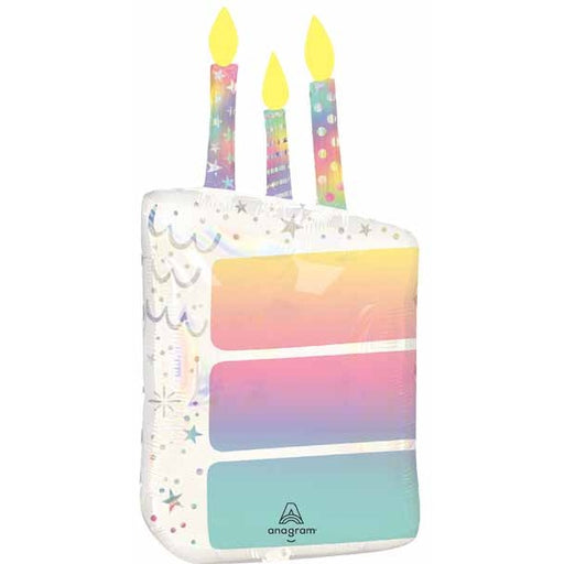 28" Pearlized Birthday Cake Holographic Foil Balloon