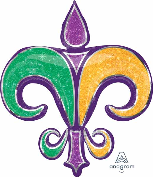 38-Inch Mardi Gras Fleur-de-Lis Foil Balloon