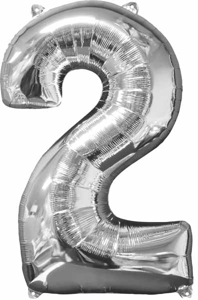 26 Inch Silver Number 2 Foil Balloon