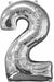 26 Inch Silver Number 2 Foil Balloon
