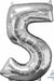 Silver Number 5 Foil Balloon, 26 Inch