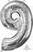 26-Inch Silver Number 9 Foil Balloon