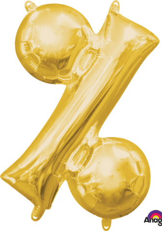 Gold Percent Symbol 16-Inch Foil Balloon