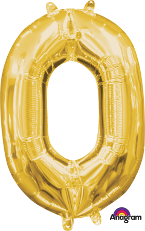 16-Inch Gold Number 0 Foil Balloon