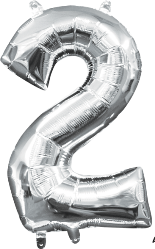 16 Inch Silver Number 2 Balloon