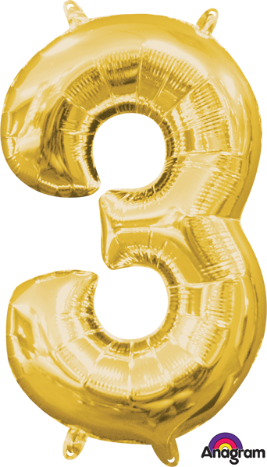 16 Inch Gold Number 3 Balloon