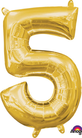 16-Inch Gold Number 5 Balloon